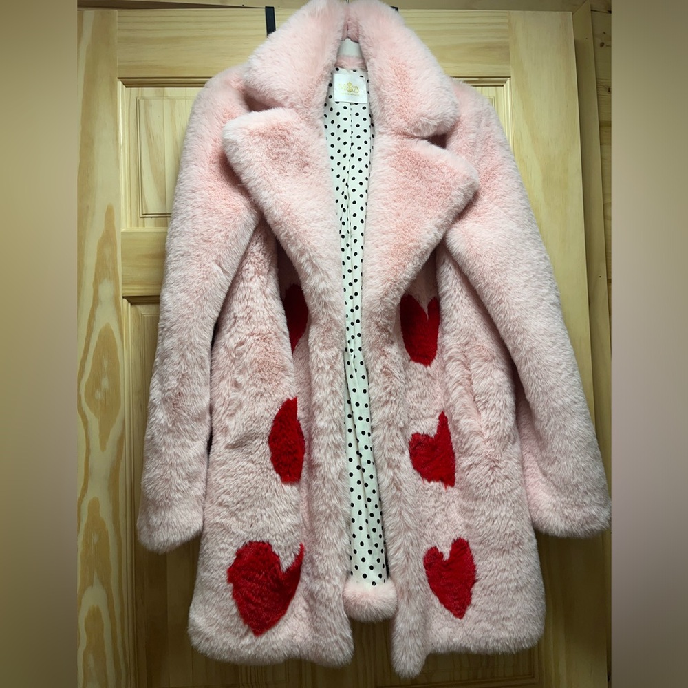 Heart faux fur coat